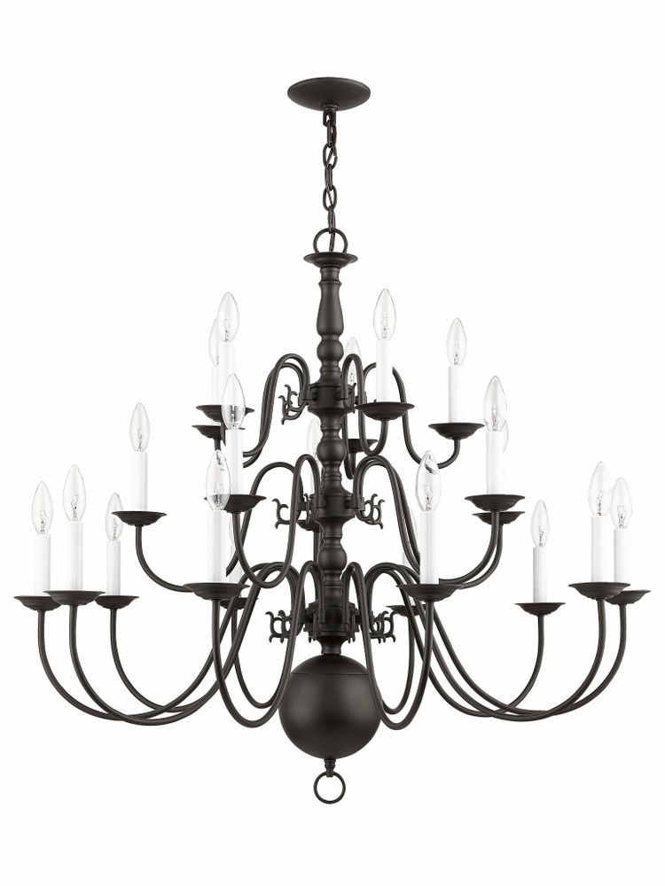 Livex Lighting-5019-07-Williamsburgh - 20 Light Chandelier in Williamsburgh Style - 36 Inches wide by 33 Inches high Bronze  Bronze Finish