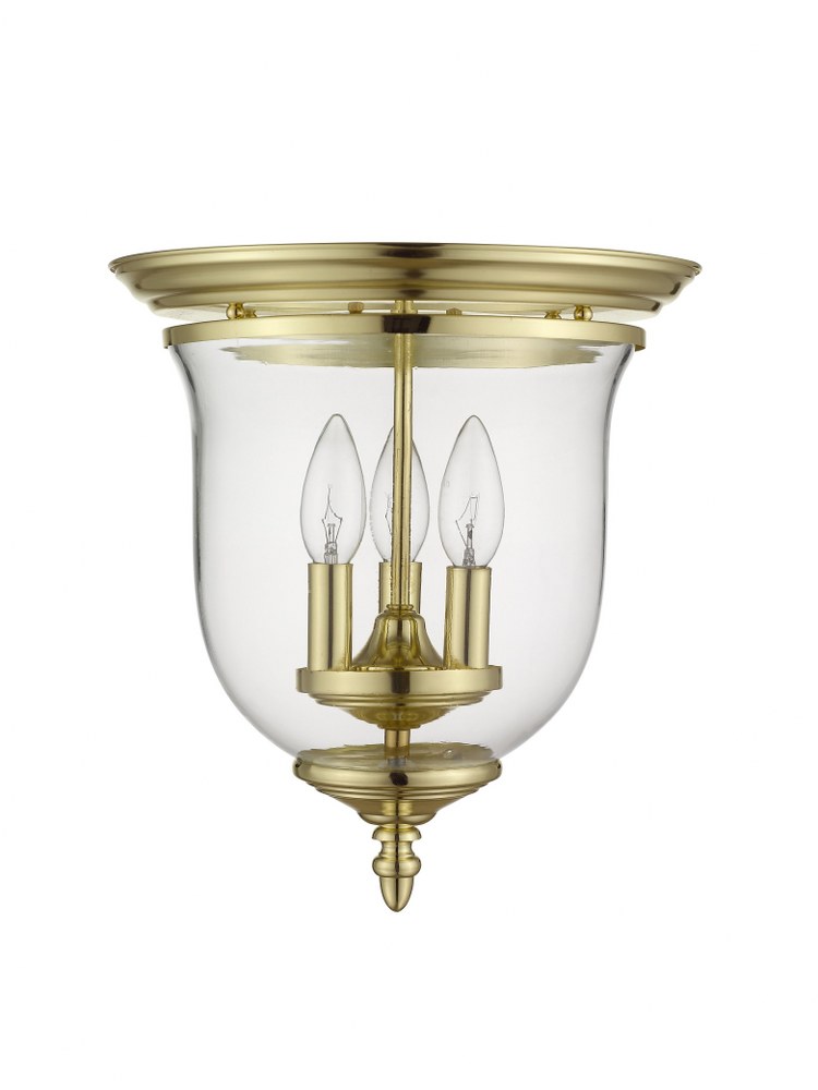 Livex Lighting-5021-02-Legacy - 3 Light Flush Mount in Legacy Style - 11.5 Inches wide by 12.5 Inches high Polished Brass  Brushed Nickel Finish with Clear Glass