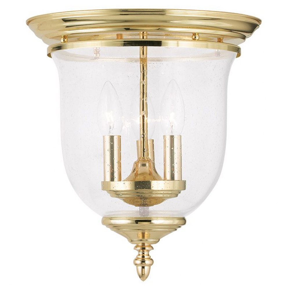 Livex Lighting-5024-02-Legacy - 3 Light Flush Mount in Legacy Style - 11.5 Inches wide by 12.5 Inches high Polished Brass  Brushed Nickel Finish with Clear Seeded Glass