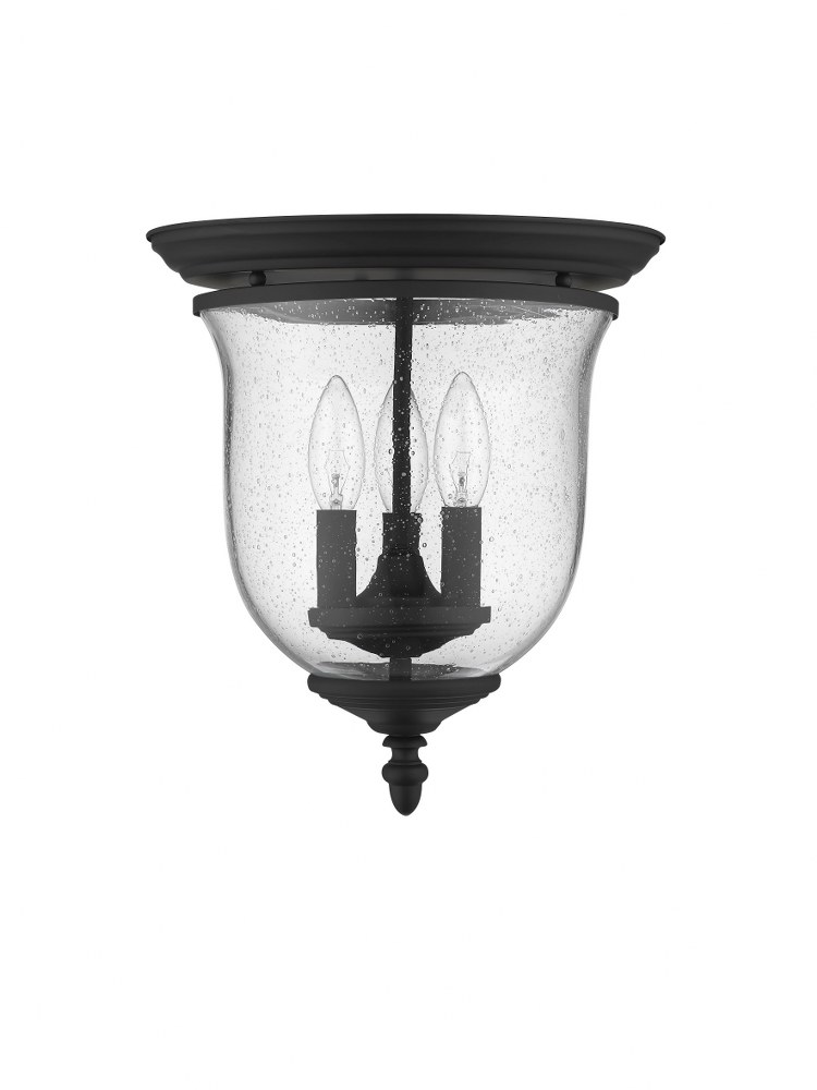 Livex Lighting-5024-04-Legacy - 3 Light Flush Mount in Legacy Style - 11.5 Inches wide by 12.5 Inches high Black  Brushed Nickel Finish with Clear Seeded Glass