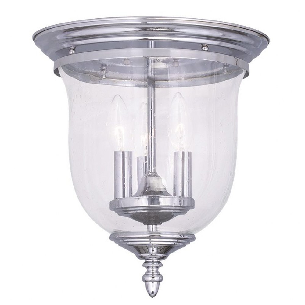 Livex Lighting-5024-05-Legacy - 3 Light Flush Mount in Legacy Style - 11.5 Inches wide by 12.5 Inches high Polished Chrome  Brushed Nickel Finish with Clear Seeded Glass