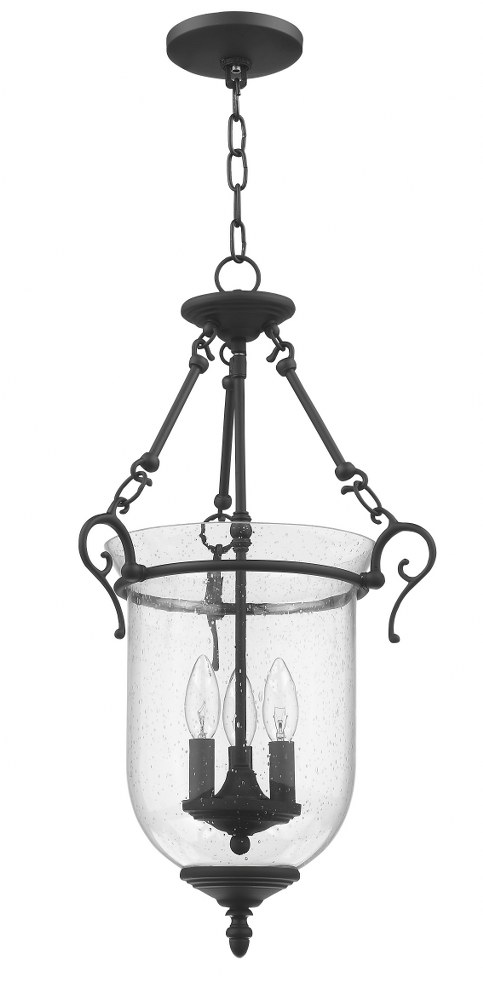 Livex Lighting-5025-07-Legacy - 3 Light Chain Lantern in Legacy Style - 14.5 Inches wide by 25 Inches high Bronze  Bronze Finish with Clear Seeded Glass