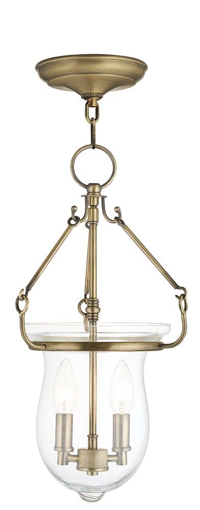 Livex Lighting-50294-01-Canterbury - 2 Light Pendant in Canterbury Style - 10 Inches wide by 18 Inches high Antique Brass  Brushed Nickel Finish with Clear Glass