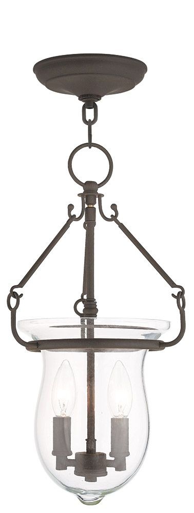 Livex Lighting-50294-07-Canterbury - 2 Light Pendant in Canterbury Style - 10 Inches wide by 18 Inches high Bronze  Brushed Nickel Finish with Clear Glass