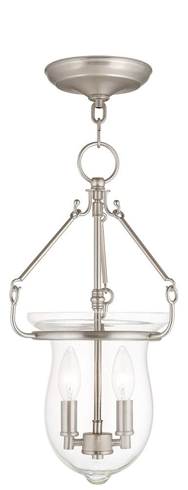 Livex Lighting-50294-91-Canterbury - 2 Light Pendant in Canterbury Style - 10 Inches wide by 18 Inches high Brushed Nickel  Brushed Nickel Finish with Clear Glass