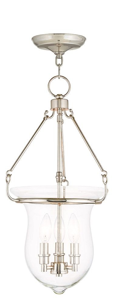 Livex Lighting-50296-35-Canterbury - 3 Light Pendant in Canterbury Style - 12 Inches wide by 22.5 Inches high Polished Nickel  Brushed Nickel Finish with Clear Glass