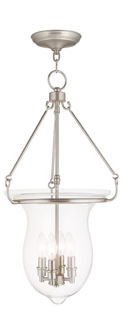 Livex Lighting-50298-91-Canterbury - 4 Light Pendant in Canterbury Style - 14 Inches wide by 27 Inches high Brushed Nickel  Brushed Nickel Finish with Clear Glass