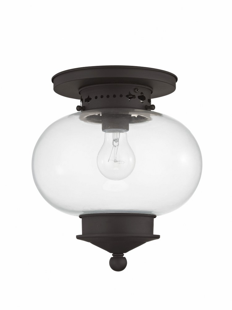 Livex Lighting-5032-07-Harbor - 1 Light Flush Mount in Harbor Style - 9.5 Inches wide by 9.75 Inches high Bronze  Brushed Nickel Finish with Clear Glass