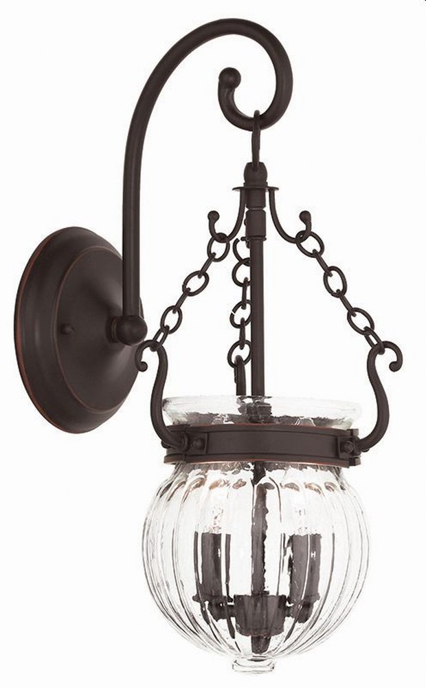 Livex Lighting-50501-67-Everett - 2 Light Wall Sconce in Everett Style - 8.5 Inches wide by 17.75 Inches high Olde Bronze  Brushed Nickel Finish with Clear Melon Glass