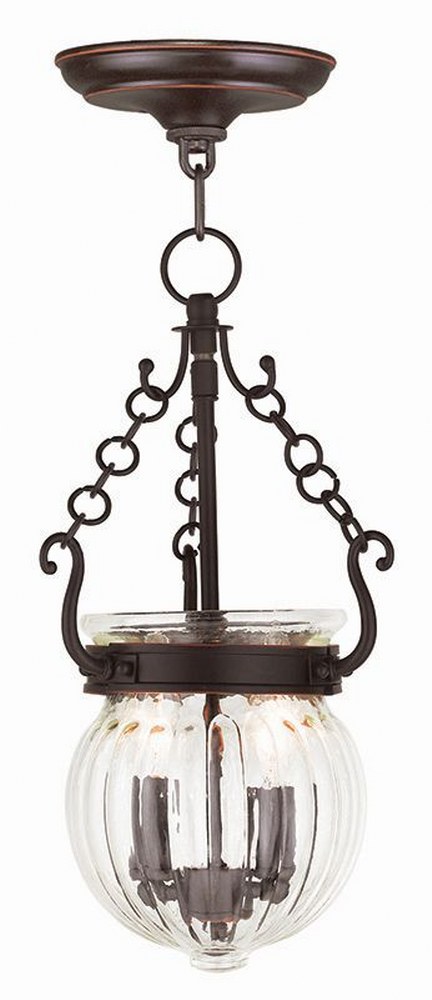 Livex Lighting-50503-67-Everett - 2 Light Pendant in Everett Style - 8.5 Inches wide by 15.5 Inches high Olde Bronze  Brushed Nickel Finish with Clear Melon Glass