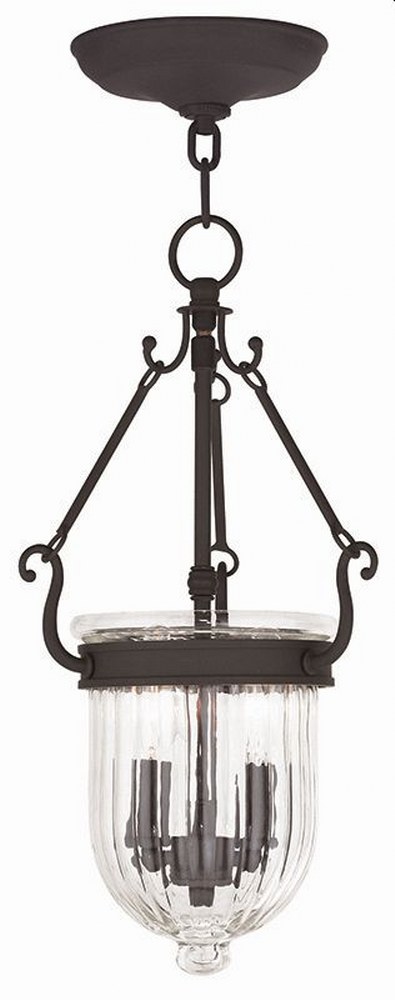 Livex Lighting-50513-07-Coventry - 2 Light Pendant in Coventry Style - 9 Inches wide by 16.75 Inches high Bronze  Brushed Nickel Finish with Clear Melon Glass