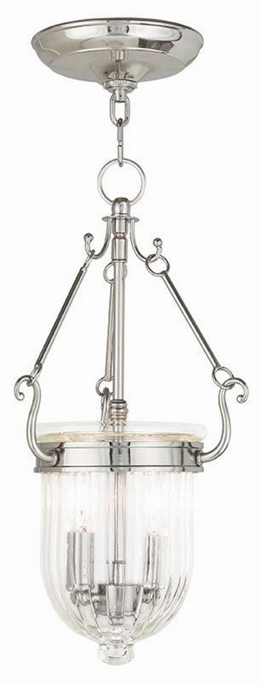 Livex Lighting-50513-35-Coventry - 2 Light Pendant in Coventry Style - 9 Inches wide by 16.75 Inches high Polished Nickel  Brushed Nickel Finish with Clear Melon Glass