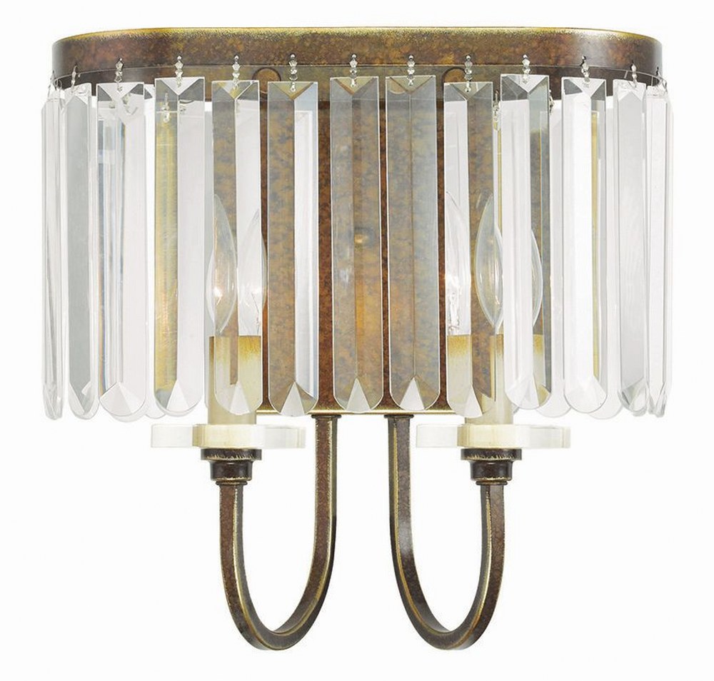 Livex Lighting-50542-64-Ashton - 2 Light Wall Sconce in Ashton Style - 12.5 Inches wide by 12.5 Inches high   Hand Painted Palacial Bronze Finish with Clear Crystal