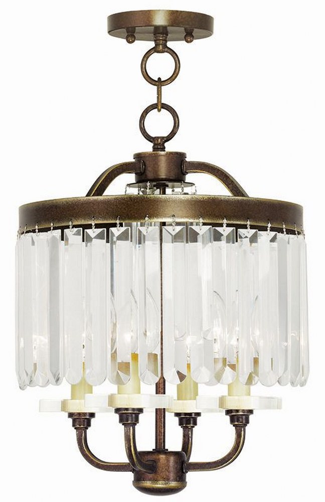 Livex Lighting-50543-64-Ashton - 4 Light Convertible Mini Chandelier in Ashton Style - 13 Inches wide by 18 Inches high Hand Painted Palacial Bronze  Hand Painted Palacial Bronze Finish with Clear Cry