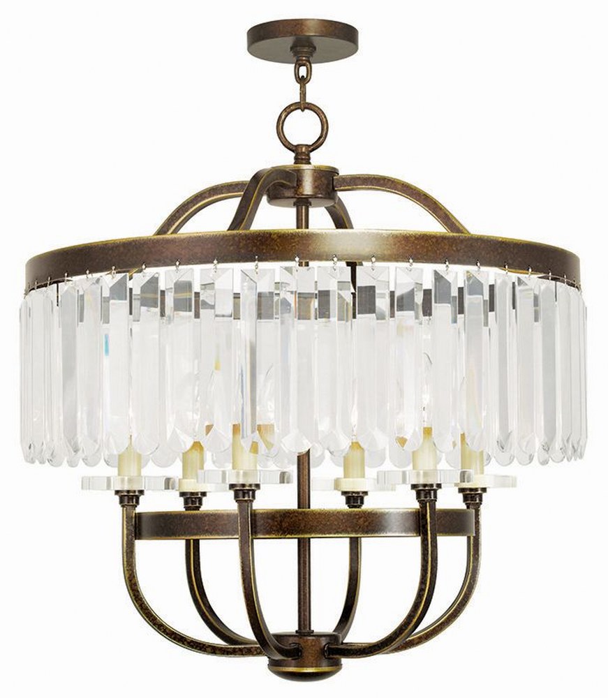 Livex Lighting-50546-64-Ashton - 6 Light Chandelier in Ashton Style - 24 Inches wide by 24.5 Inches high Hand Painted Palacial Bronze  Hand Painted Palacial Bronze Finish with Clear Crystal