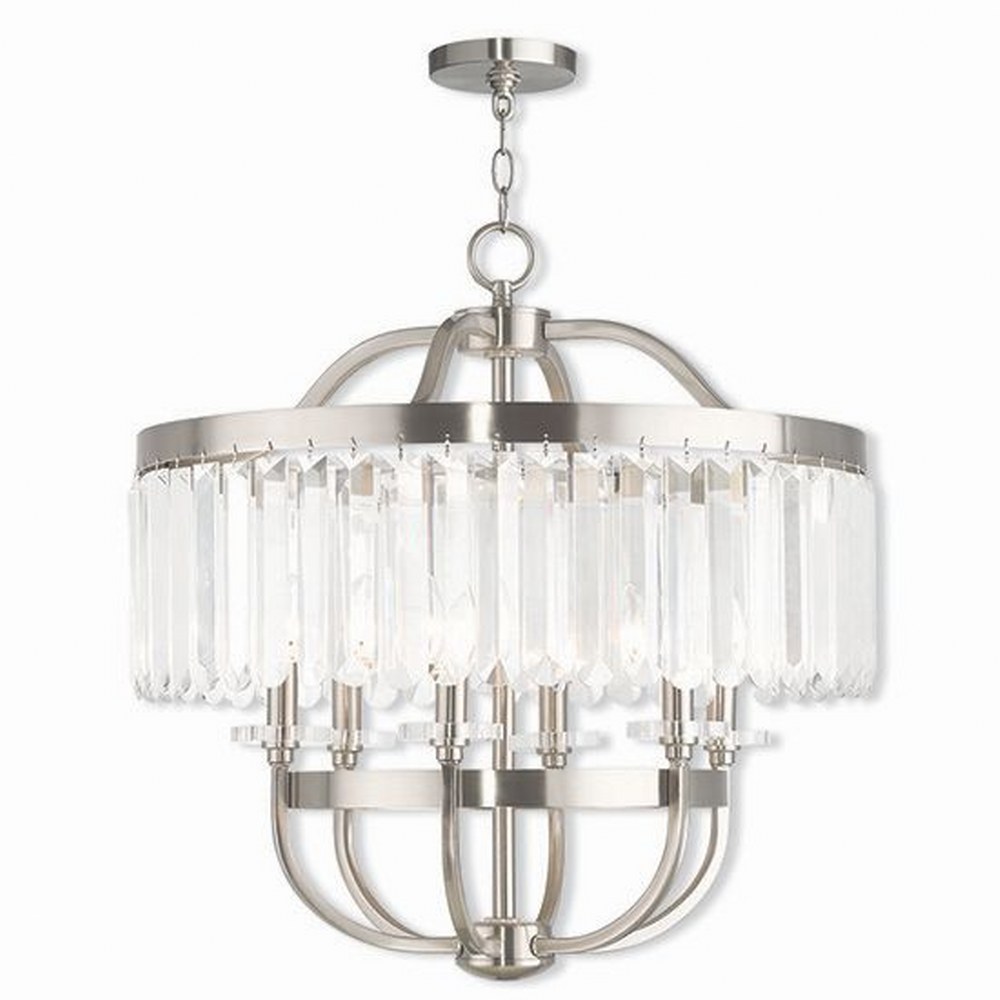 Livex Lighting-50546-91-Ashton - 6 Light Chandelier in Ashton Style - 24 Inches wide by 24.5 Inches high Brushed Nickel  Hand Painted Palacial Bronze Finish with Clear Crystal