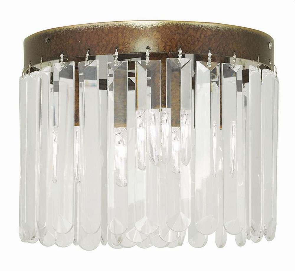 Livex Lighting-50552-64-Ashton - 3 Light Flush Mount in Ashton Style - 10.5 Inches wide by 8 Inches high Hand Painted Palacial Bronze  Brushed Nickel Finish with Clear Crystal