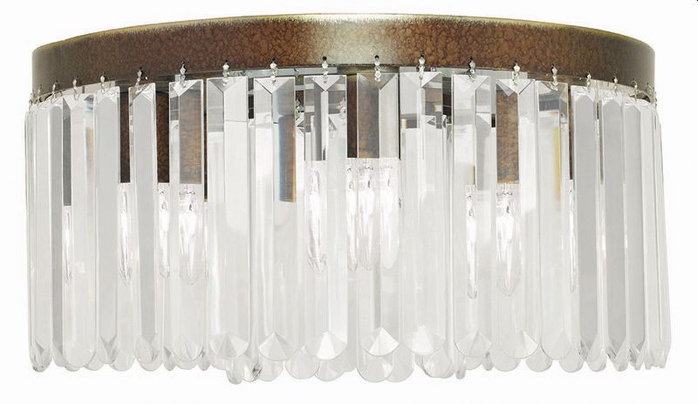 Livex Lighting-50554-64-Ashton - 5 Light Flush Mount in Ashton Style - 16.25 Inches wide by 8 Inches high Hand Painted Palacial Bronze  Brushed Nickel Finish with Clear Crystal