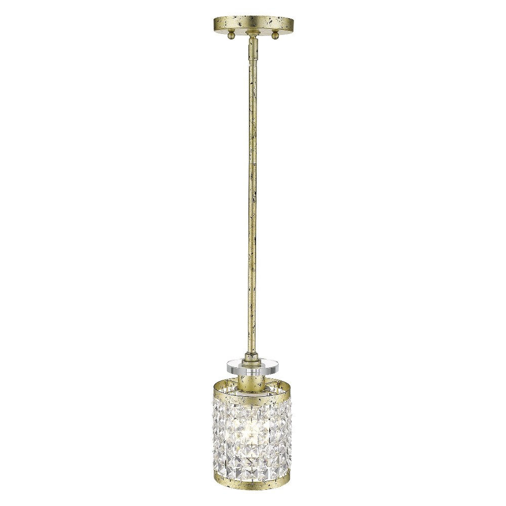 Livex Lighting-50560-28-Grammercy - 1 Light Mini Pendant in Grammercy Style - 5 Inches wide by 10.75 Inches high Winter Gold  Brushed Nickel Finish with Clear Crystal