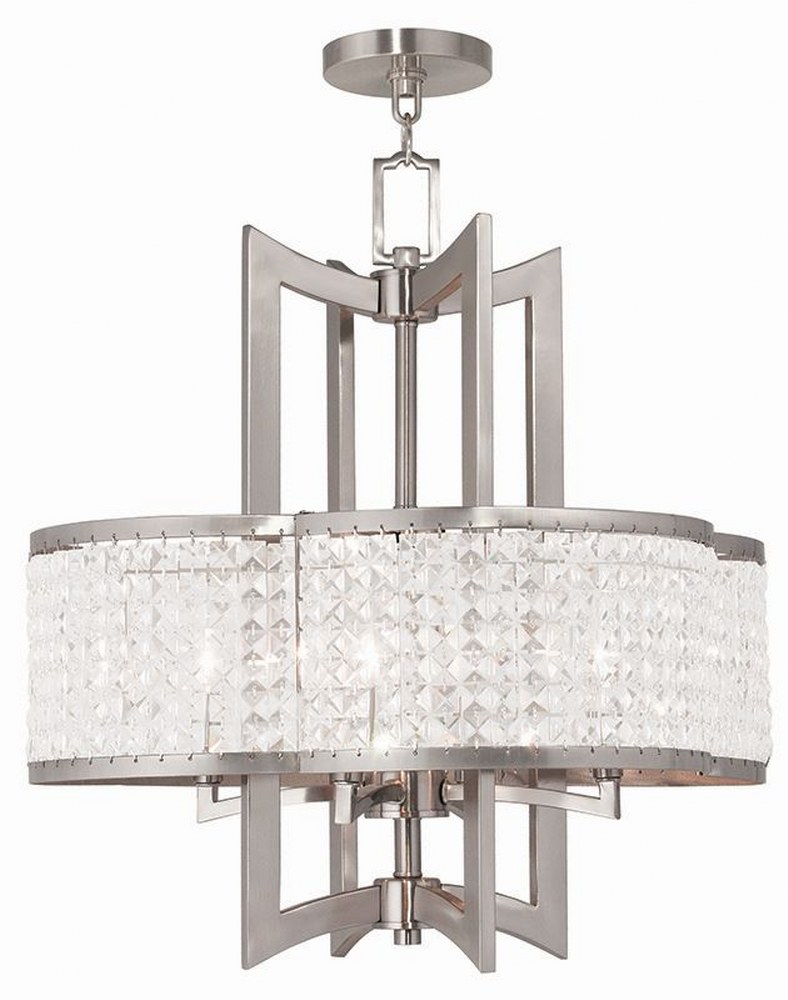 Livex Lighting-50575-91-Grammercy - 4 Light Chandelier in Grammercy Style - 22 Inches wide by 24 Inches high Brushed Nickel  Brushed Nickel Finish with Clear Crystal