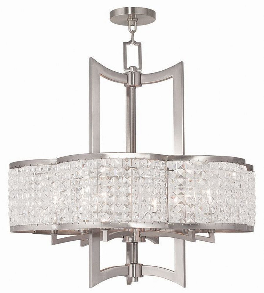 Livex Lighting-50576-91-Grammercy - 6 Light Chandelier in Grammercy Style - 26 Inches wide by 26 Inches high Brushed Nickel  Brushed Nickel Finish with Clear Crystal