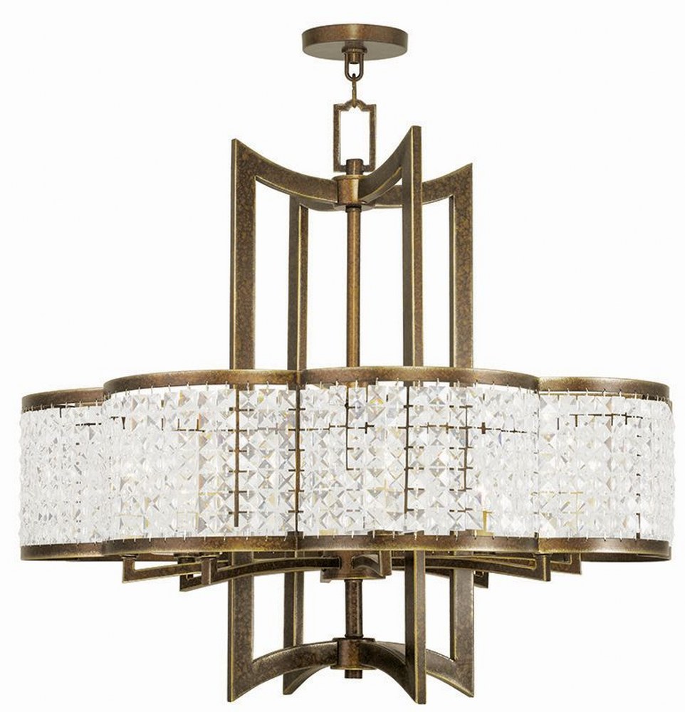 Livex Lighting-50578-64-Grammercy - 8 Light Chandelier in Grammercy Style - 30 Inches wide by 27 Inches high Hand Painted Palacial Bronze  Brushed Nickel Finish with Clear Crystal