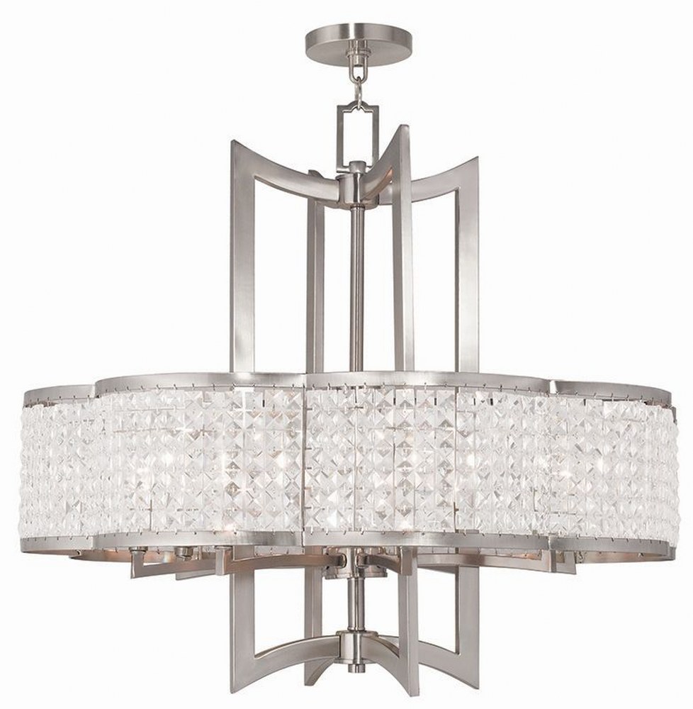 Livex Lighting-50578-91-Grammercy - 8 Light Chandelier in Grammercy Style - 30 Inches wide by 27 Inches high Brushed Nickel  Brushed Nickel Finish with Clear Crystal