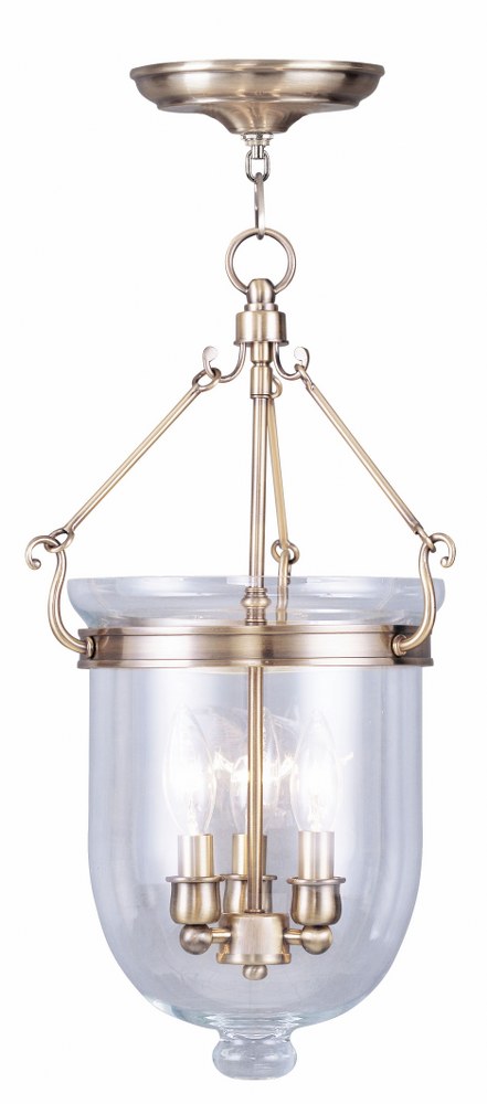 Livex Lighting-5063-01-Jefferson - Height Chain Lantern in Jefferson Style - 10 Inches wide by 20 Inches high Antique Brass  Vintage Bronze Finish with Clear Glass