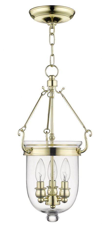 Livex Lighting-5063-02-Jefferson - Height Chain Lantern in Jefferson Style - 10 Inches wide by 20 Inches high Polished Brass  Vintage Bronze Finish with Clear Glass