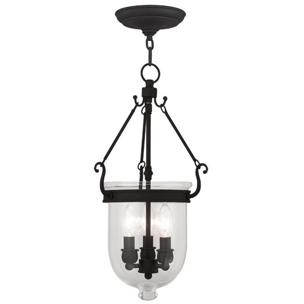 Livex Lighting-5063-04-Jefferson - Height Chain Lantern in Jefferson Style - 10 Inches wide by 20 Inches high Black  Vintage Bronze Finish with Clear Glass