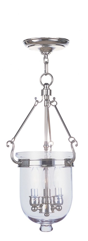 Livex Lighting-5063-35-Jefferson - Height Chain Lantern in Jefferson Style - 10 Inches wide by 20 Inches high Polished Nickel  Vintage Bronze Finish with Clear Glass