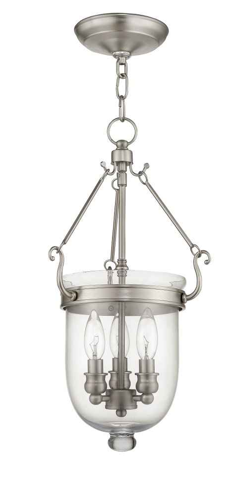 Livex Lighting-5063-91-Jefferson - Height Chain Lantern in Jefferson Style - 10 Inches wide by 20 Inches high Brushed Nickel  Vintage Bronze Finish with Clear Glass