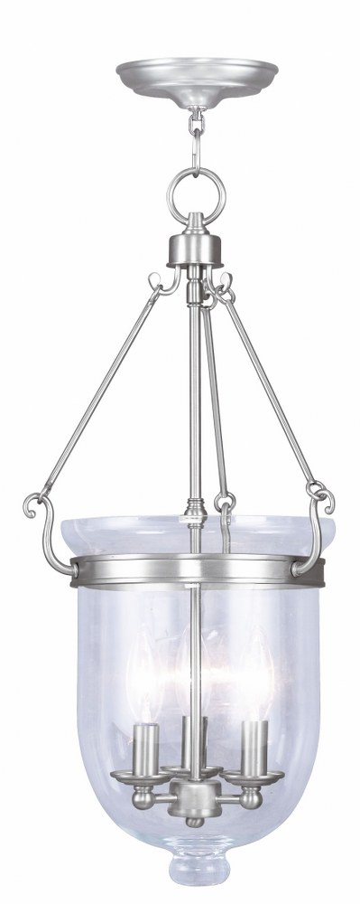 Livex Lighting-5064-91-Jefferson - Height Chain Lantern in Jefferson Style - 12 Inches wide by 25 Inches high Brushed Nickel  Brushed Nickel Finish with Clear Glass