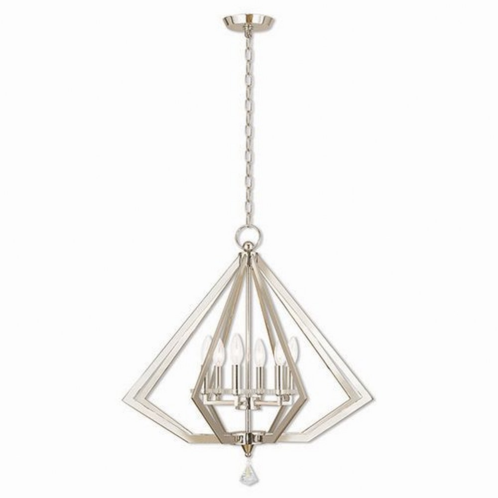 Livex Lighting-50666-35-Diamond - 6 Light Chandelier in Diamond Style - 25 Inches wide by 26 Inches high Polished Nickel  Brushed Nickel Finish