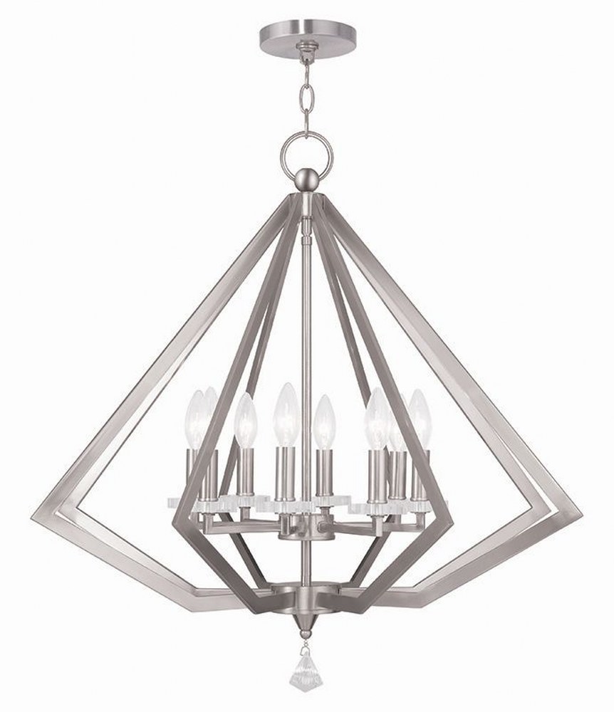 Livex Lighting-50668-91-Diamond - 8 Light Chandelier in Diamond Style - 28 Inches wide by 28 Inches high Brushed Nickel  Brushed Nickel Finish