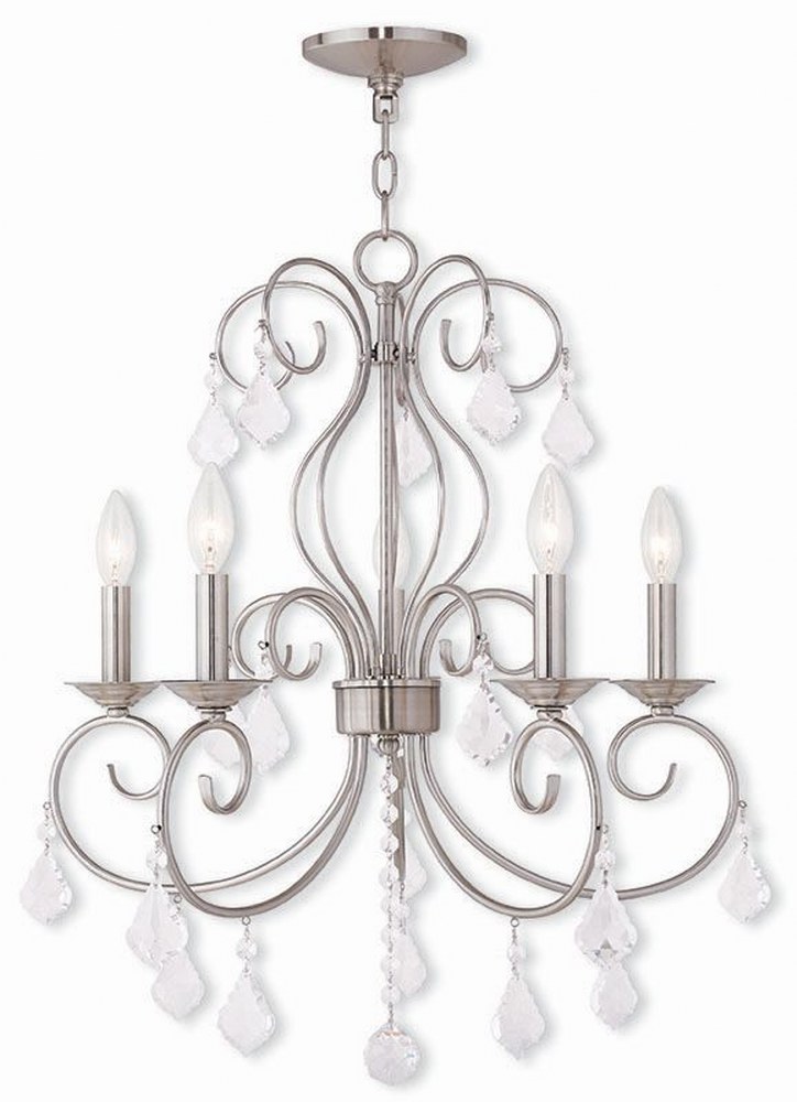 Livex Lighting-50765-91-Donatella - 5 Light Chandelier in Donatella Style - 22.38 Inches wide by 25.75 Inches high Brushed Nickel  English Bronze Finish with Clear Crystal