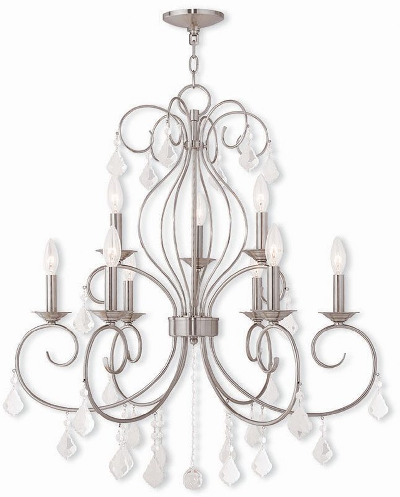 Livex Lighting-50769-91-Donatella - 9 Light Chandelier in Donatella Style - 29 Inches wide by 33 Inches high Brushed Nickel  English Bronze Finish with Clear Crystal