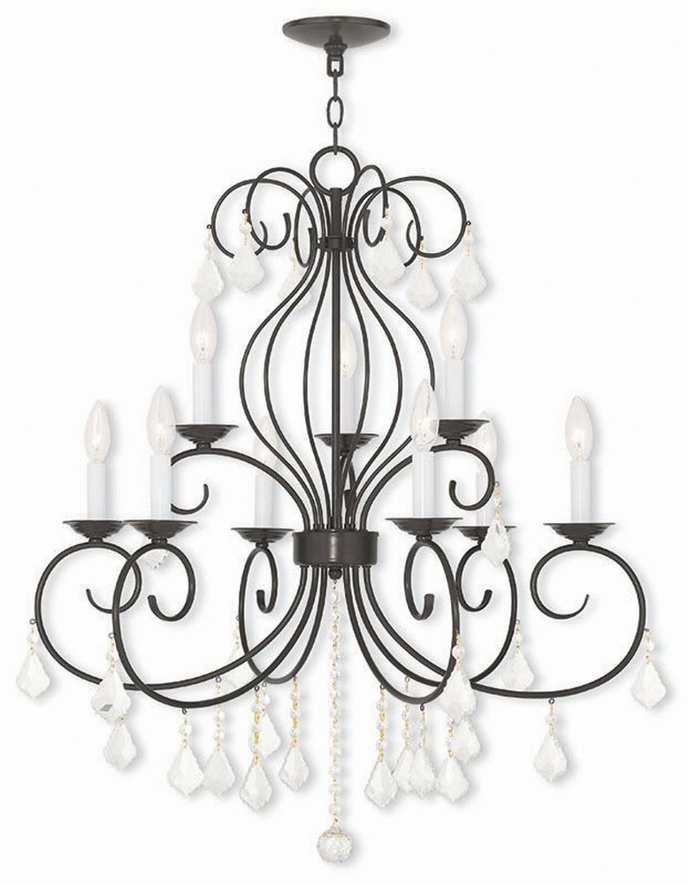 Livex Lighting-50769-92-Donatella - 9 Light Chandelier in Donatella Style - 29 Inches wide by 33 Inches high English Bronze  English Bronze Finish with Clear Crystal