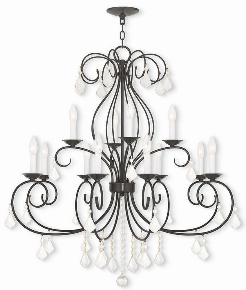 Livex Lighting-50770-92-Donatella - 12 Light Chandelier in Donatella Style - 34.63 Inches wide by 35.5 Inches high English Bronze  English Bronze Finish with Clear Crystal