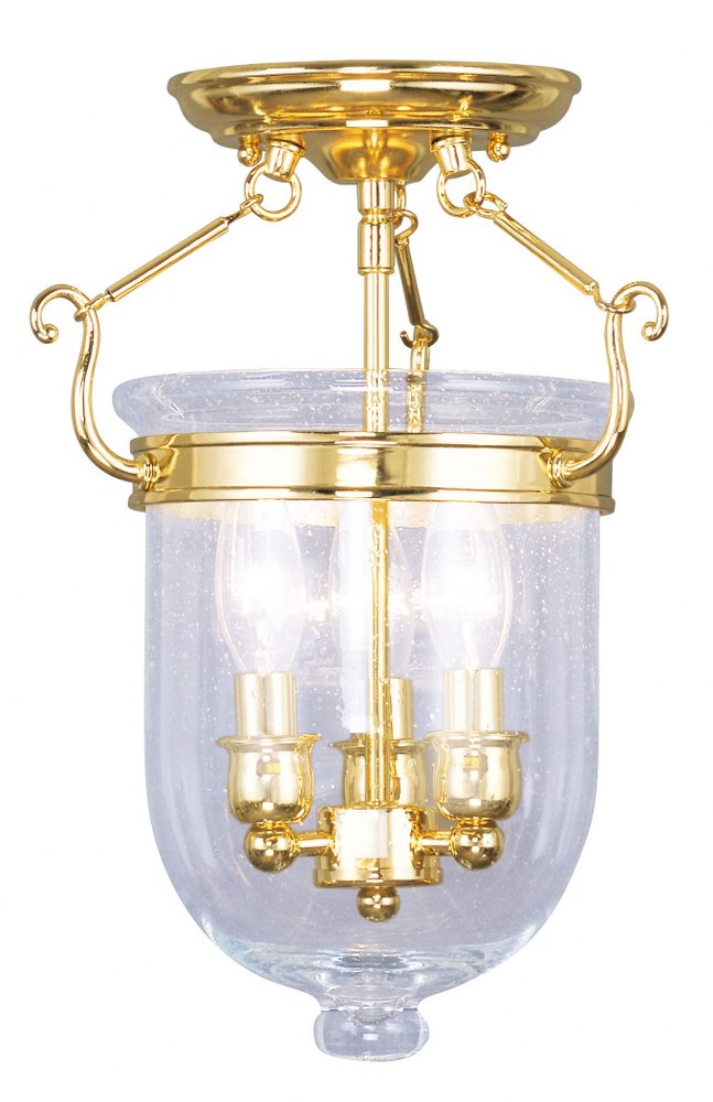 Livex Lighting-5081-02-Jefferson - 3 Light Flush Mount in Jefferson Style - 10 Inches wide by 14 Inches high Polished Brass  Jefferson - 3 Light Flush Mount in Jefferson Style - 10 Inches wide by 14 I