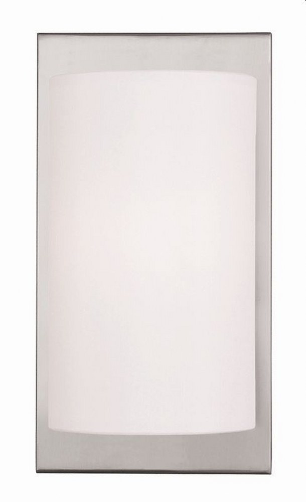 Livex Lighting-50860-91-Meridian - 1 Light Wall Sconce in Meridian Style - 6 Inches wide by 11 Inches high Brushed Nickel Brushed Nickel Finish with Off-White Fabric Shade