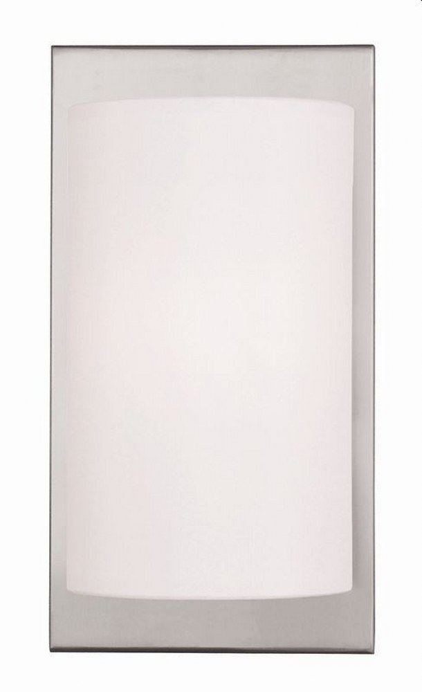 Livex Lighting-50860-91-Meridian - 1 Light Wall Sconce in Meridian Style - 6 Inches wide by 11 Inches high Brushed Nickel  Brushed Nickel Finish with Off-White Fabric Shade