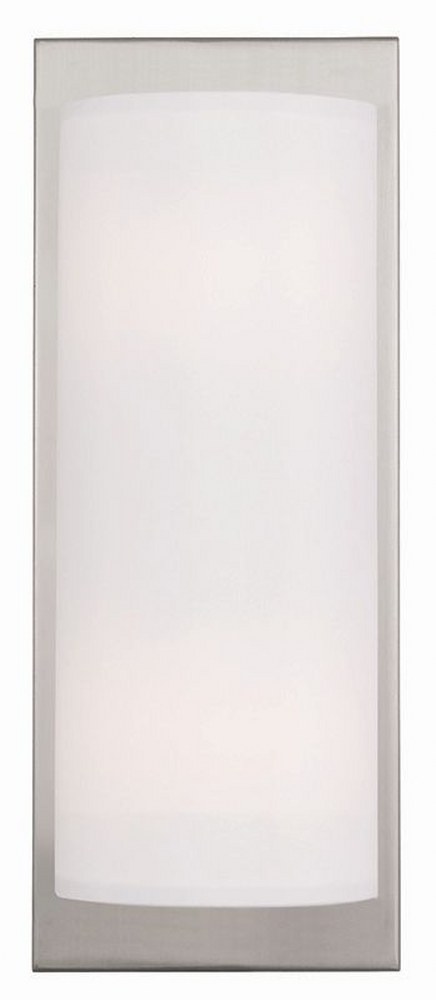 Livex Lighting-50861-91-Meridian - 2 Light Wall Sconce in Meridian Style - 6 Inches wide by 15 Inches high Brushed Nickel  Brushed Nickel Finish with Off-White Fabric Shade