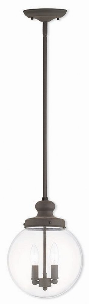 Livex Lighting-50904-07-Sheffield - 2 Light Pendant in Sheffield Style - 10 Inches wide by 14.75 Inches high Bronze  Brushed Nickel Finish with Clear Glass