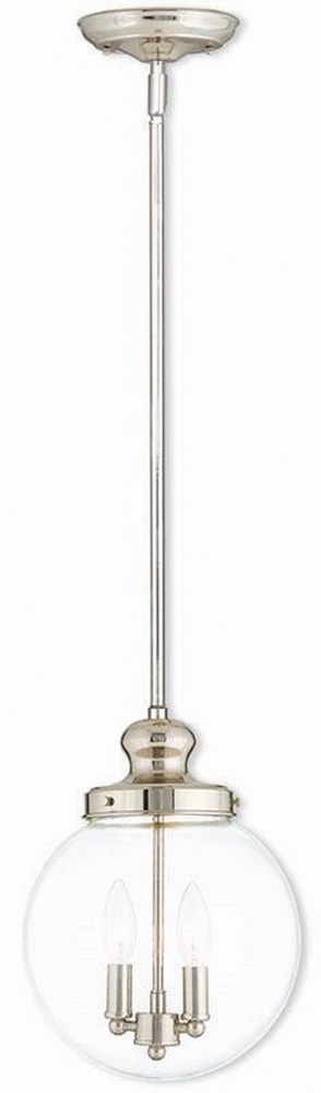 Livex Lighting-50904-35-Sheffield - 2 Light Pendant in Sheffield Style - 10 Inches wide by 14.75 Inches high Polished Nickel  Brushed Nickel Finish with Clear Glass