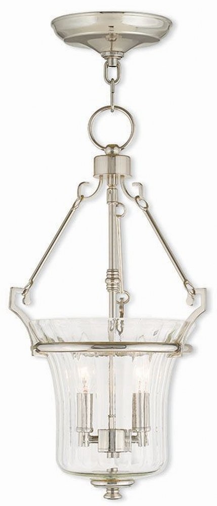 Livex Lighting-50922-35-Cortland - 2 Light Pendant in Cortland Style - 11 Inches wide by 19 Inches high Polished Nickel  Brushed Nickel Finish with Fluted Clear Glass