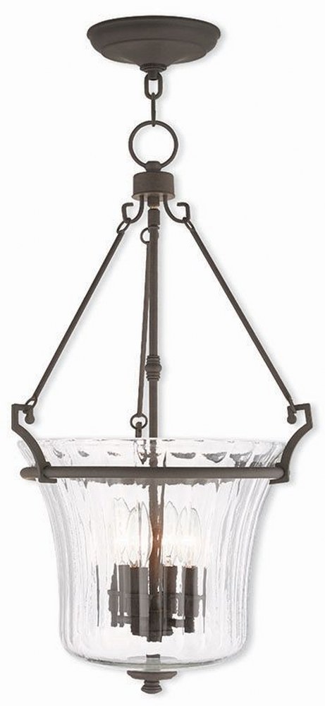 Livex Lighting-50926-07-Cortland - 2 Light Pendant in Cortland Style - 15.5 Inches wide by 25 Inches high Bronze  Brushed Nickel Finish with Fluted Clear Glass