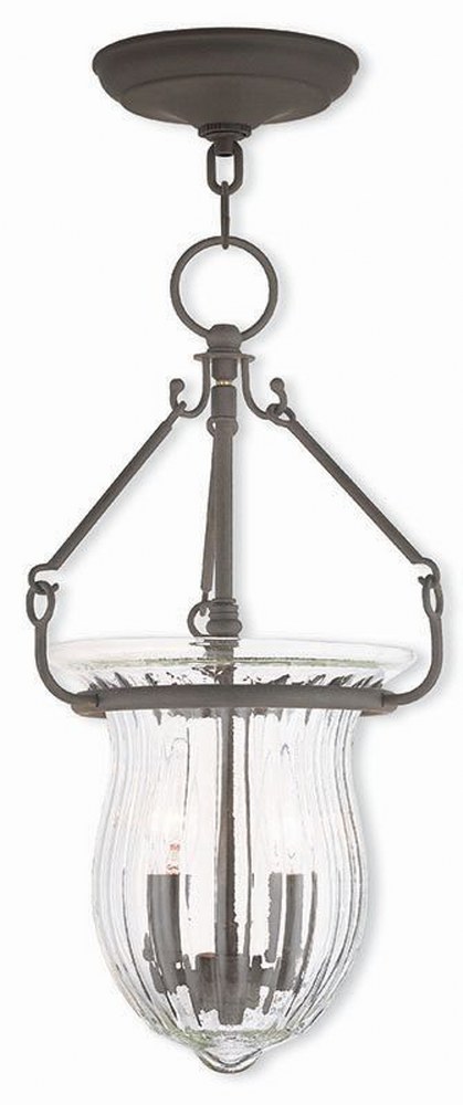 Livex Lighting-50942-07-Andover - 2 Light Pendant in Andover Style - 10 Inches wide by 18 Inches high Bronze  Brushed Nickel Finish with Fluted Clear Glass