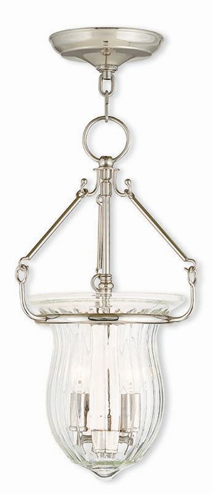 Livex Lighting-50942-35-Andover - 2 Light Pendant in Andover Style - 10 Inches wide by 18 Inches high Polished Nickel  Brushed Nickel Finish with Fluted Clear Glass