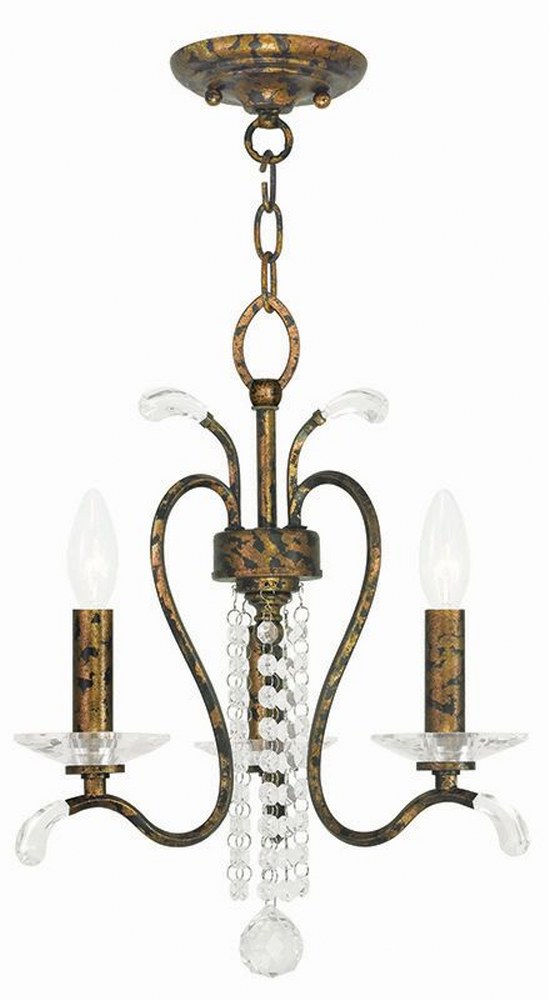 Livex Lighting-51003-71-Serafina - 3 Light Convertible Mini Chandelier in Serafina Style - 16.5 Inches wide by 18 Inches high Hand Applied Venetian Golden Bronze  Brushed Nickel Finish with Clear Crys